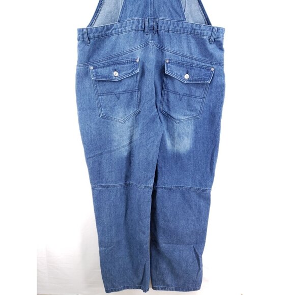 Womens Blue Denim Overalls 44x32 Adjustable Straps Straight Leg - Picture 4 of 10
